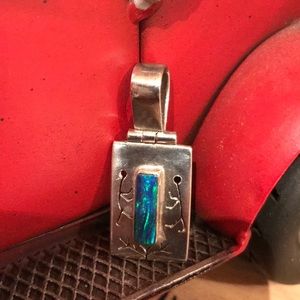 Vintage handmade Opal sterling carved pendant